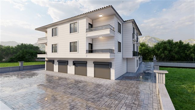 Arka cephe ve garajlar — Cumhuriyet Mahallesi projesi